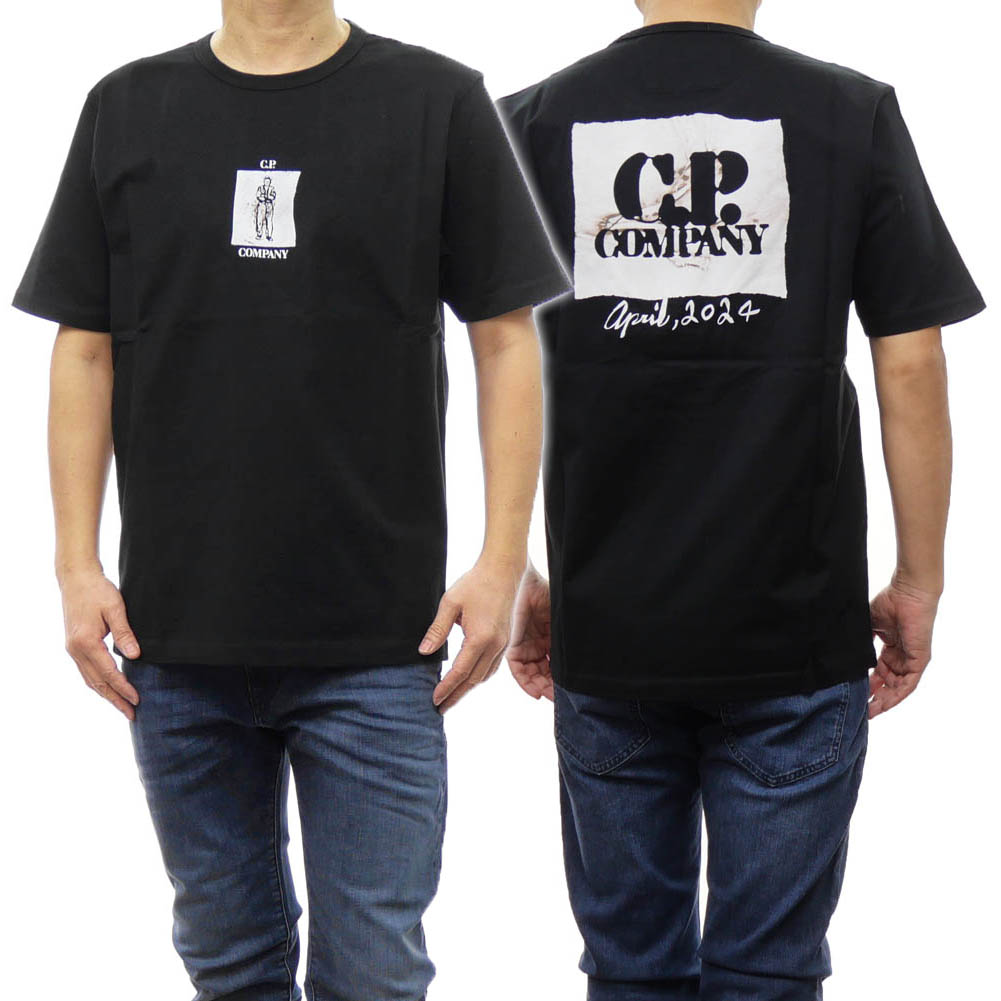 CP COMPANY シーピーカンパニー 25SS ブラック ロゴ T シャツ C.P.COMPANY CPCOMPANY シーピーカンパニー メンズ シャツ