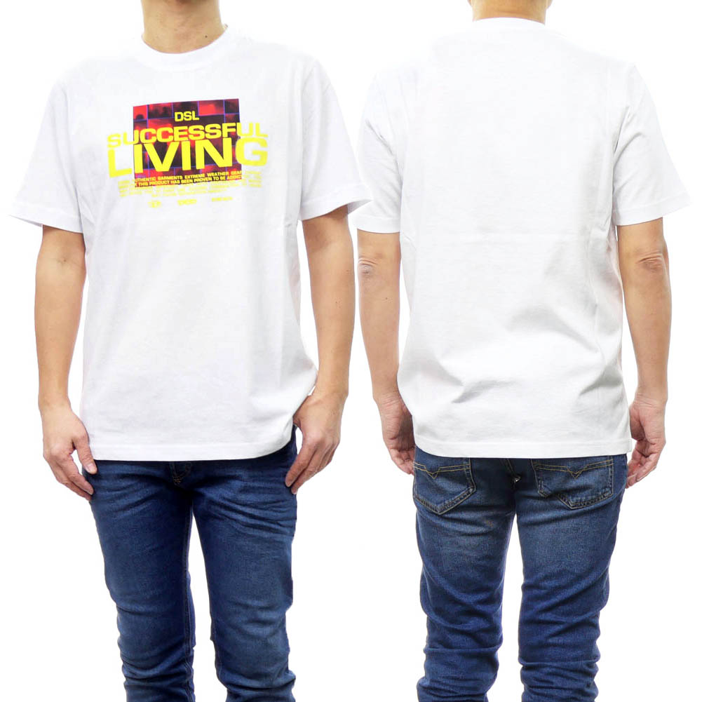 DIESEL ディーゼル クルーネック Tシャツ A12275 0BEAF T-JUST-N5 メンズ ホワイト