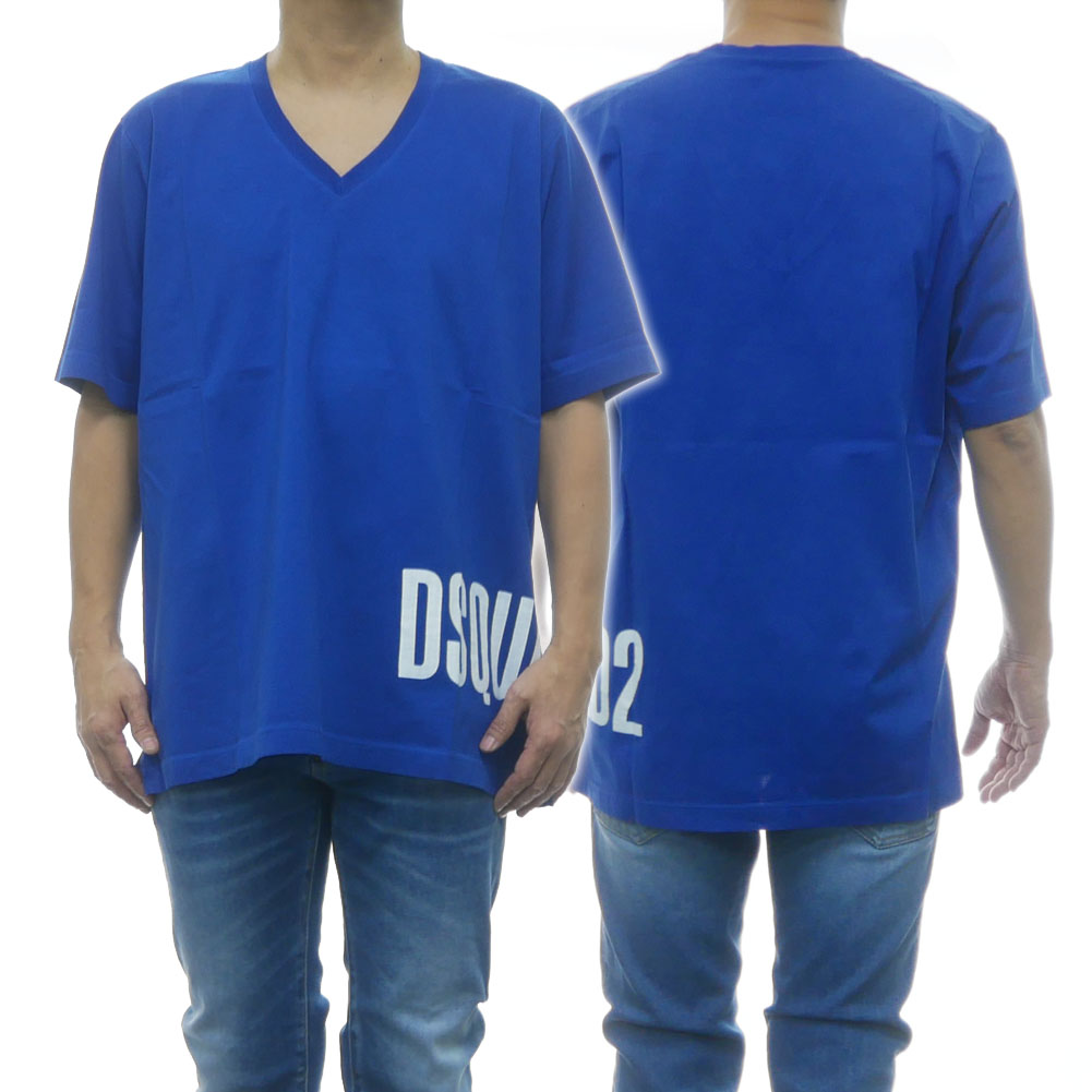 注目ブランド 楽天市場 ディースクエアード Dsquared2 メンズvネックtシャツ S74gd0694 S ブルー Tre Style 新品 Www Fomy Sa