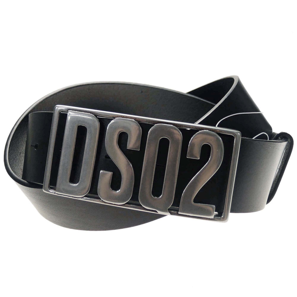 DSQUARED2 ディースクエアード　ベルト　レザー　ブラック　110 DSQUARED2 ディースクエアード ベルト Icon Plaque Leather Belt