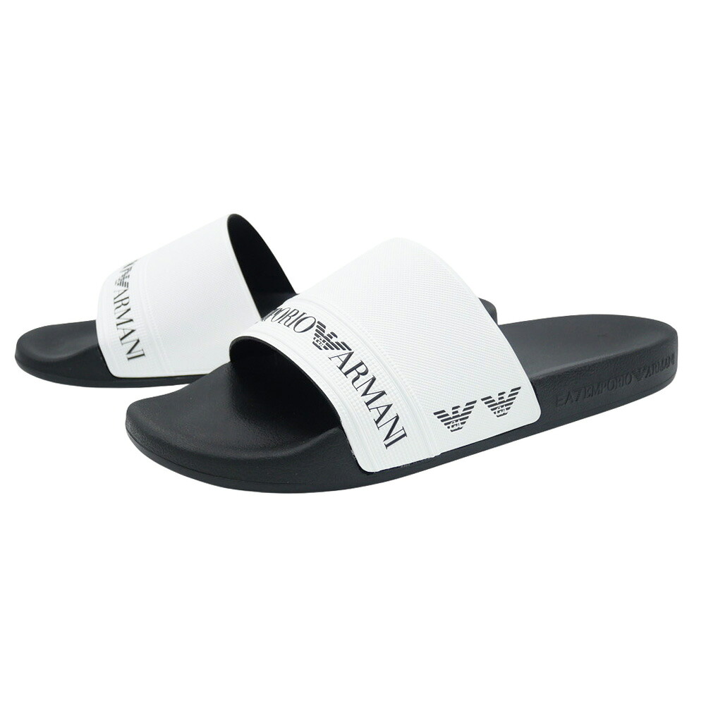 EMPORIO ARMANI エンポリオアルマーニ EA7 シャワーサンダル 7X000110 AF15128 メンズ ブラック×ホワイト 2026春夏新作