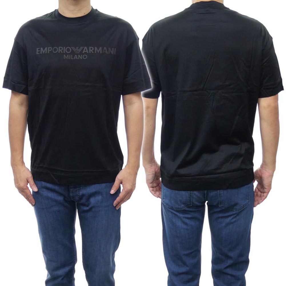 EMPORIO ARMANI]Tシャツ ジャージー ジャカードロゴ ネイビー XL