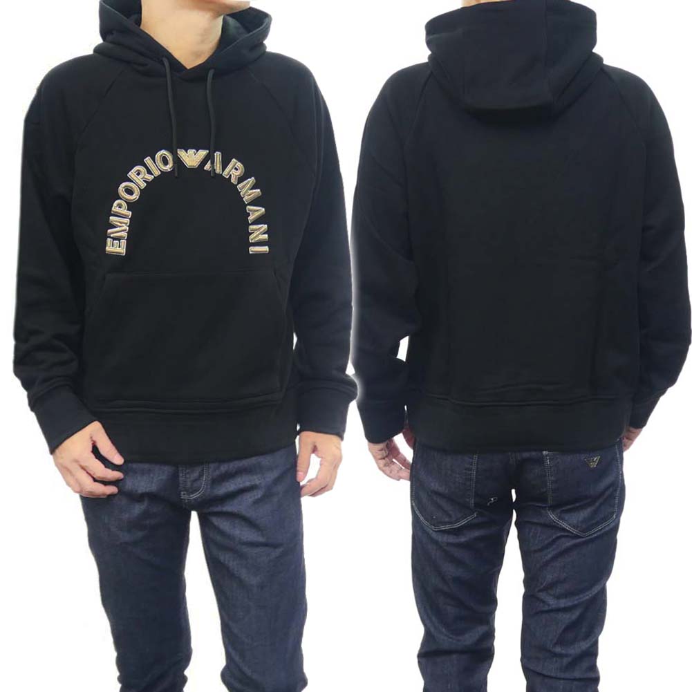 x*0様 EMPORIO ARMANI ブラック パーカー ロゴ アルマーニ ト ARMANI EXCHANGE アルマーニ エクスチェンジ パーカー トレーナー