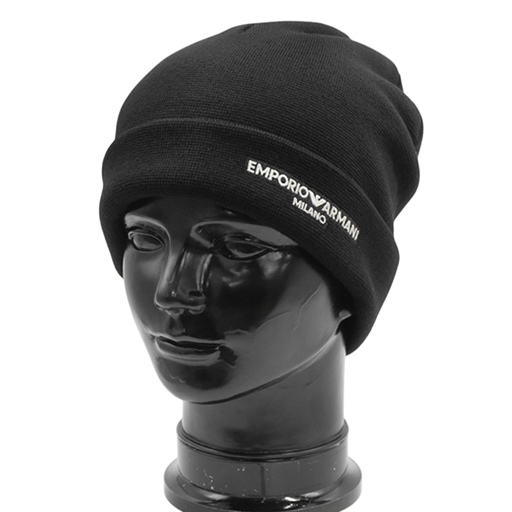 ビッグロゴ　エンポリオアルマーニ　コットン100 ネイビー　ニットキャップ EMPORIO ARMANI - 高級【美品】ビッグロゴ エンポリオアルマーニ