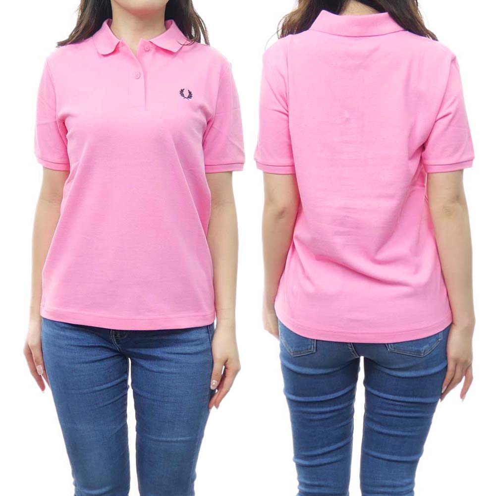 FRED PERRY ピンクポロシャツ UK 8 FRED PERRY 「FRED PERRY」 長袖ポロシャツ 8 ピンク レディース