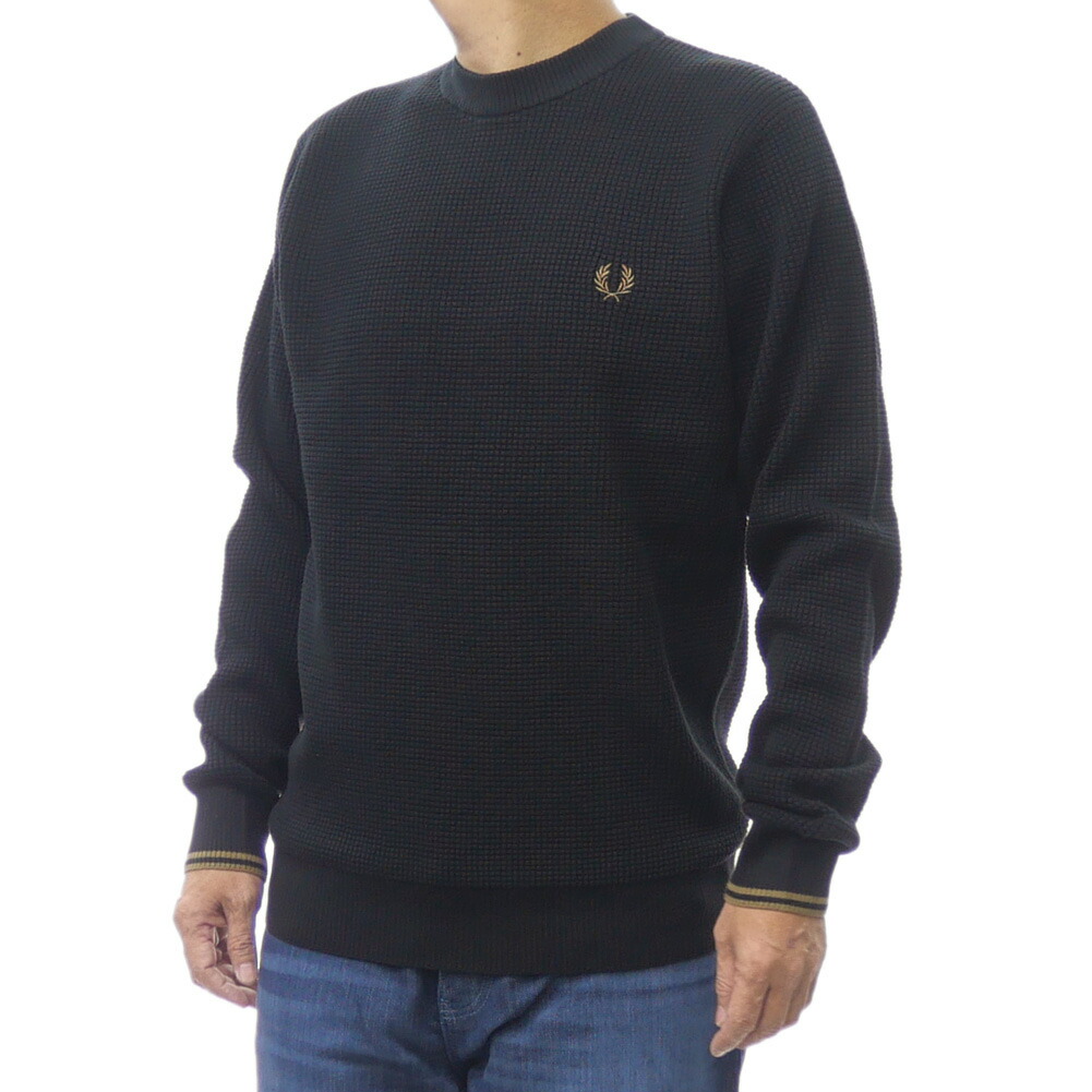 2025 秋冬新作！ FRED PERRY フレッドペリー セーター メンズ クルーネックニット コットン 綿100％ K6507 / WAFFLE STITCH JUMPER ブラック 楽天市場】FRED PERRY フレッドペリー メンズクルーネックニット