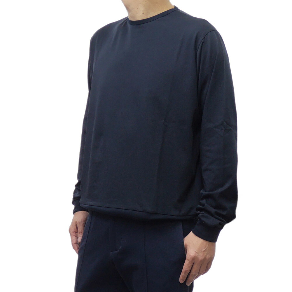 GIAB'S ARCHIVIO ジャブス アルキビオ クルーネック ロンT GRT/L COT001 無地 シンプル ブランド カジュアル きれいめ 上品 メンズ ネイビー