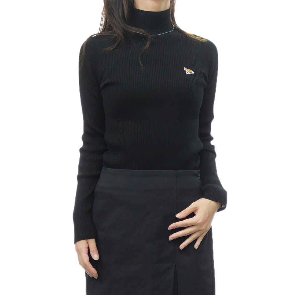 メゾンキツネ　ニット　黒 セール】BOLD FOX HEAD PATCH REGULAR JUMPER（ニット/セーター