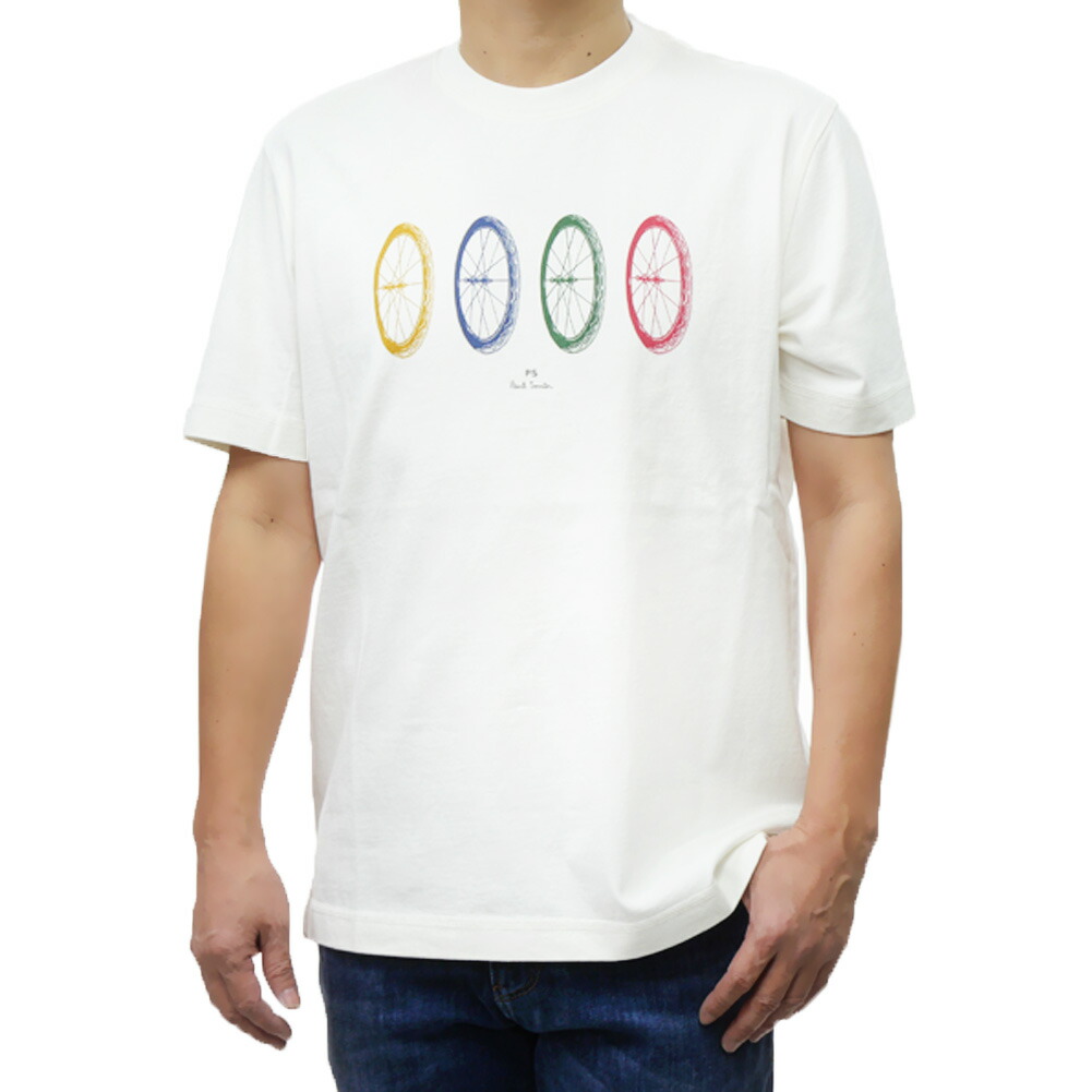 PS PAUL SMITH ポールスミス クルーネック Tシャツ M2R 965X PP5015 半袖 コットン ブランド ロゴ プリント メンズ ホワイト