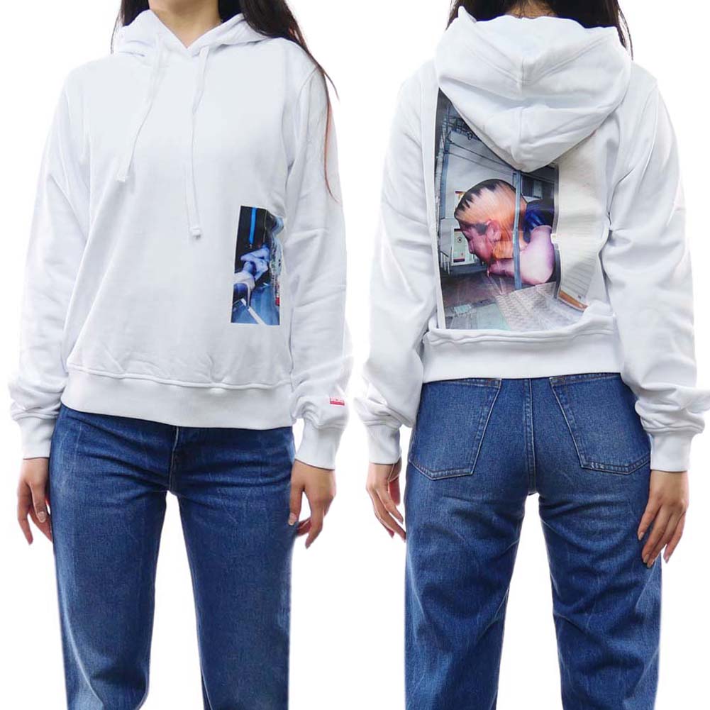 DIESEL ディーゼル レディース プルオーバー パーカー A11263 0DNAZ / S-REGGY-HOOD-L ホワイト フォト プリント フーディ トップス スウェット|TRE STYLE