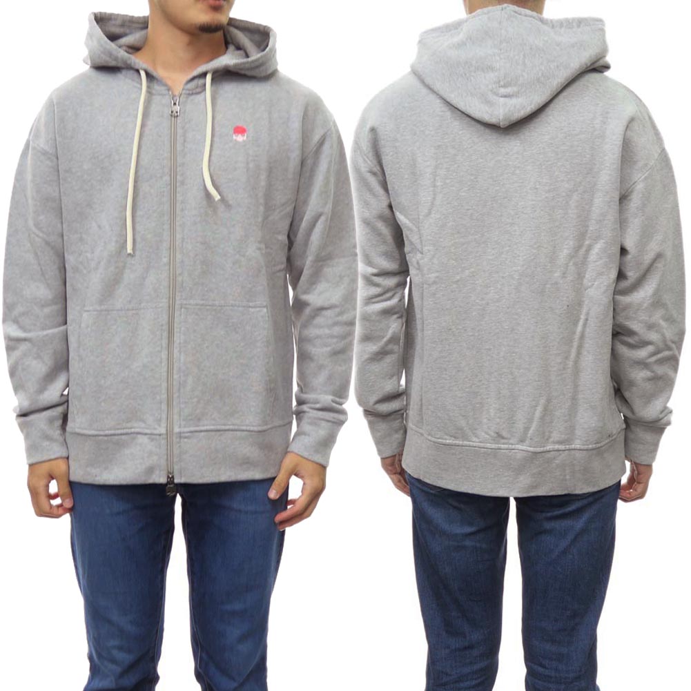 HYDROGEN ハイドロゲン メンズ ジップアップ パーカー 315200 / SKULL FZ HOODIE グレー 裏毛 スウェット フーディ ジップパーカー ロゴ フルジップ ダブルジップフレンチテリー｜TRE STYLE