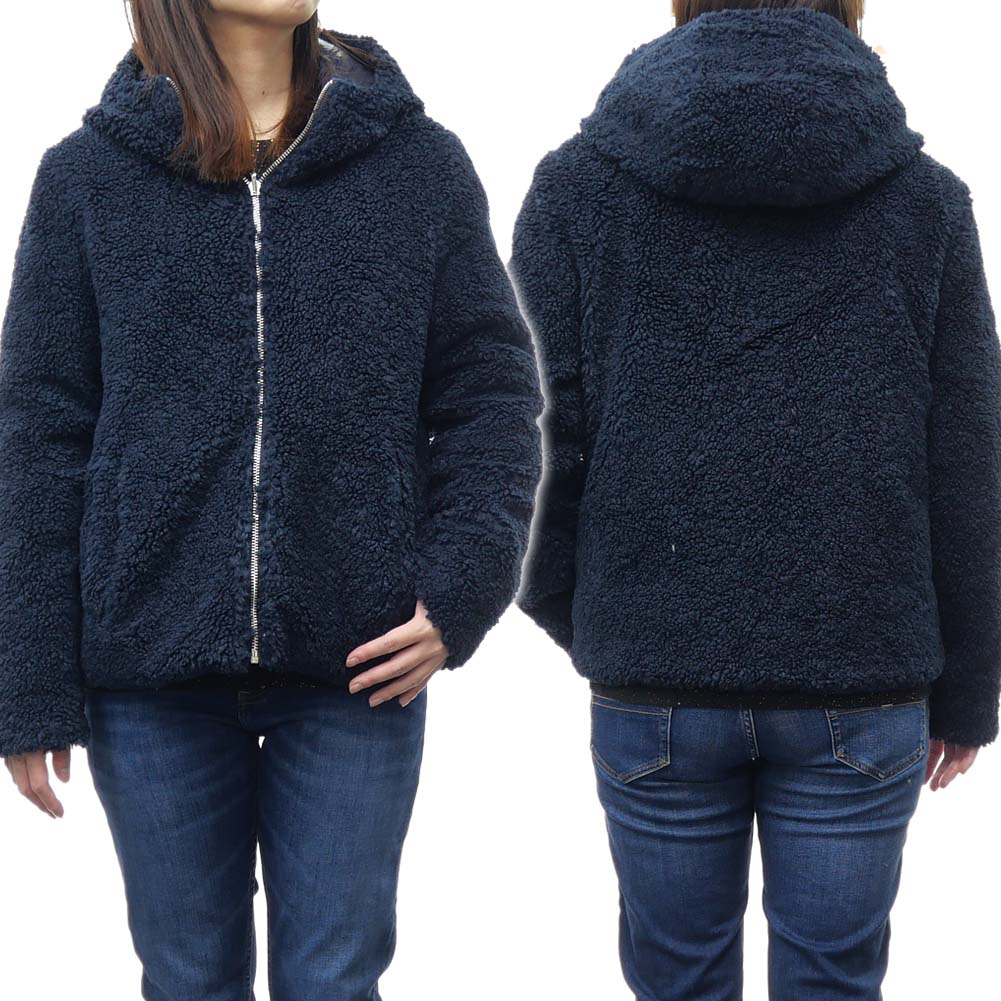 JOTT ジョット レディース リバーシブル ダウンジャケット GALA / 5914GAL ネイビー ボア タフタ 2WAY ロゴ ワッペン フード付き ブルゾン アウター 暖かい 防寒 秋 冬 無地｜TRE STYLE