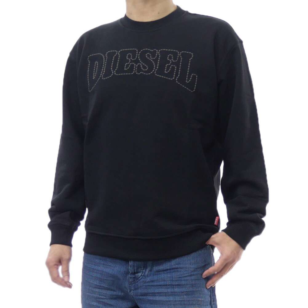 DIESEL ディーゼル メンズ トレーナー A20979 0BMBJ / S-NORM-VI0 ブラック ロゴ 刺繍 スウェット｜TRE STYLE 11,830円