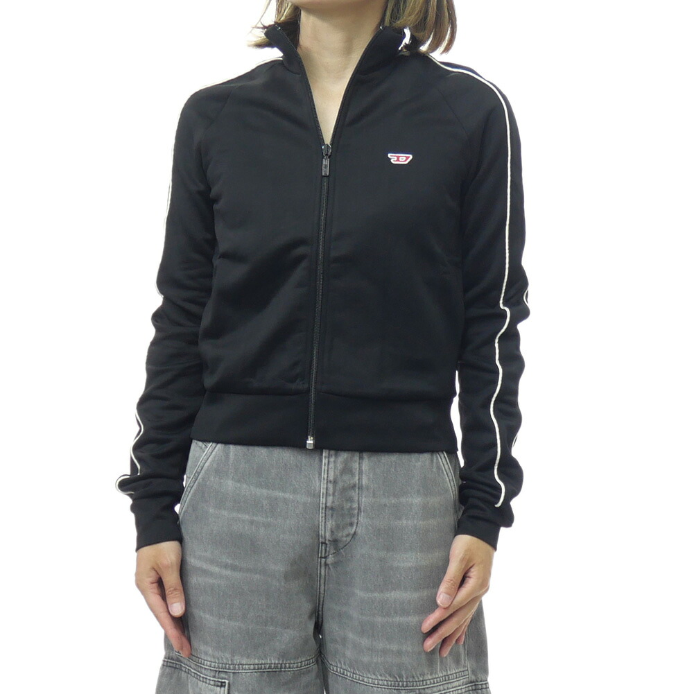 DIESEL ディーゼル レディース ジップアップ スウェット A15039 0DLAA / F-JAMILA-PIPIG-D FELPA ブラック トラックジャケット スポーティー|TRE STYLE