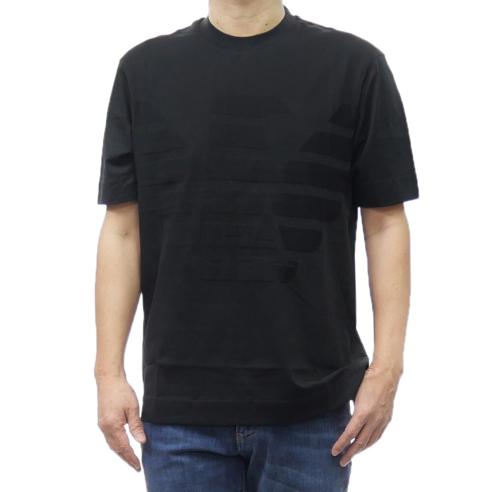 EMPORIO ARMANI エンポリオアルマーニ クルーネック Tシャツ EM000943 AF107620 同色 ブランド ロゴ 半袖 メンズジム ブラック|TRE STYLE