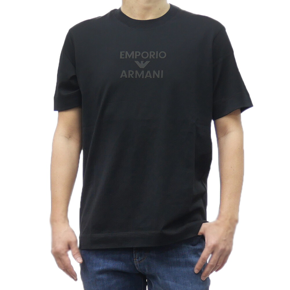 EMPORIO ARMANI エンポリオアルマーニ クルーネック Tシャツ EM000780 AF12926 半袖 ブランド ロゴ メンズジム ブラック｜TRE STYLE