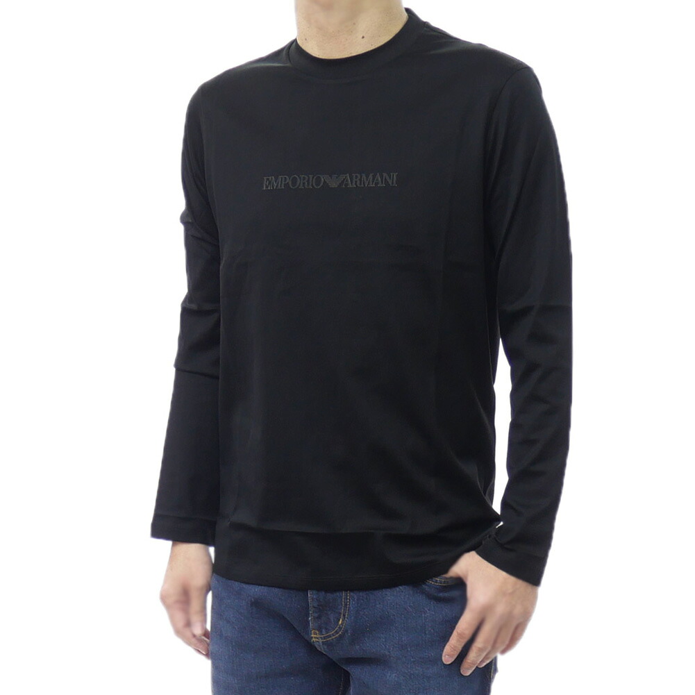 EMPORIO ARMANI エンポリオ アルマーニ メンズ クルーネック ロングTシャツ EM004584 AF13669 ブラック 上質 快適 長袖｜TRE STYLE