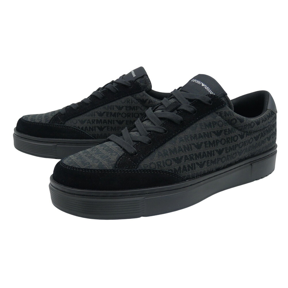 EMPORIO ARMANI エンポリオ アルマーニ メンズ ローカット スニーカー EM004782 AF24459 ブラック シューズ 靴｜TRE STYLE
