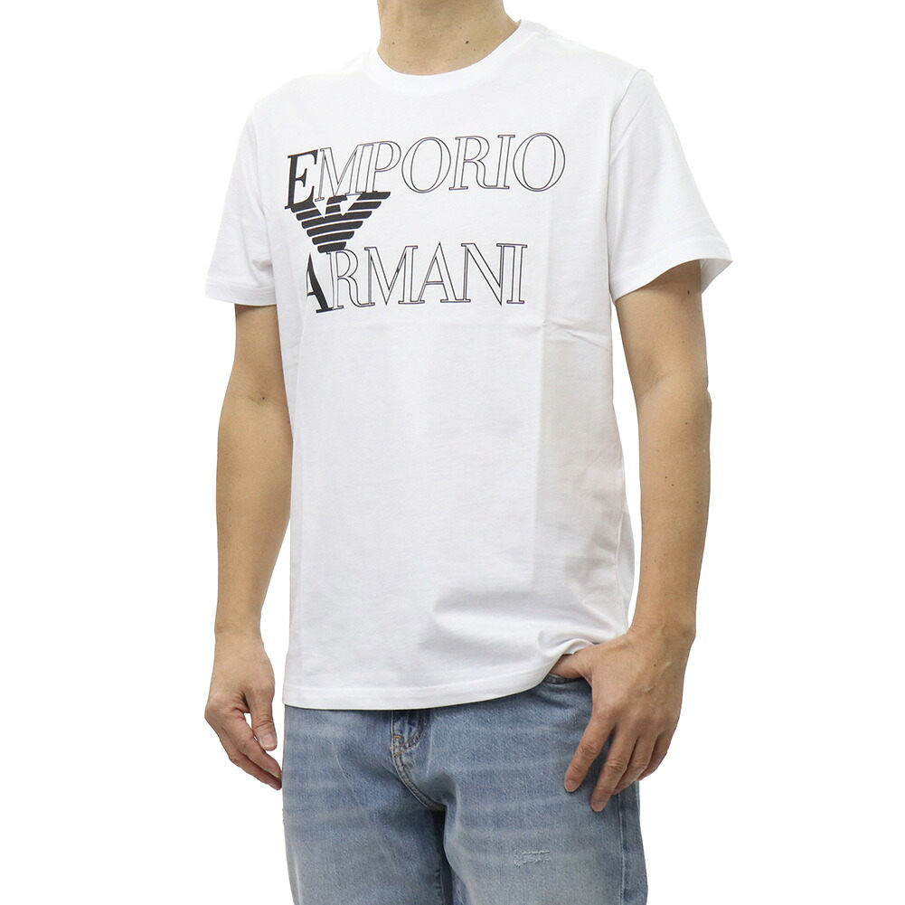 EMPORIO ARMANI SWIMWEAR エンポリオ アルマーニ スイムウェア クルーネックTシャツ EM000574 AF20434 ホワイト ロゴ プリント｜TRE STYLE