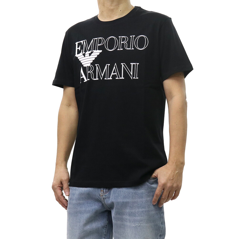 EMPORIO ARMANI SWIMWEAR エンポリオ アルマーニ スイムウェア クルーネックTシャツ EM000574 AF20434 ブラック ロゴ プリント|TRE STYLE