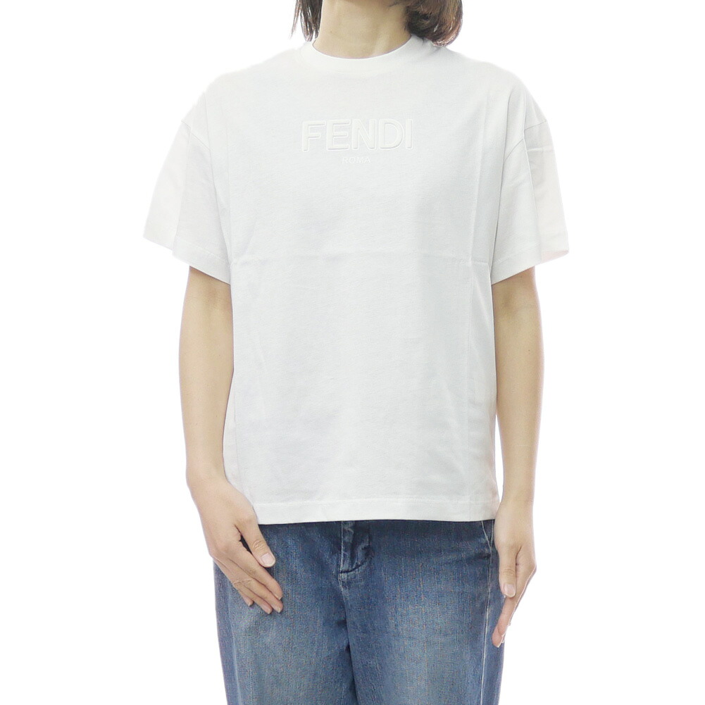 FENDI フェンディ キッズ レディース クルーネック Tシャツ JUI201 7AJ ホワイト 大人もOK 半袖|TRE STYLE