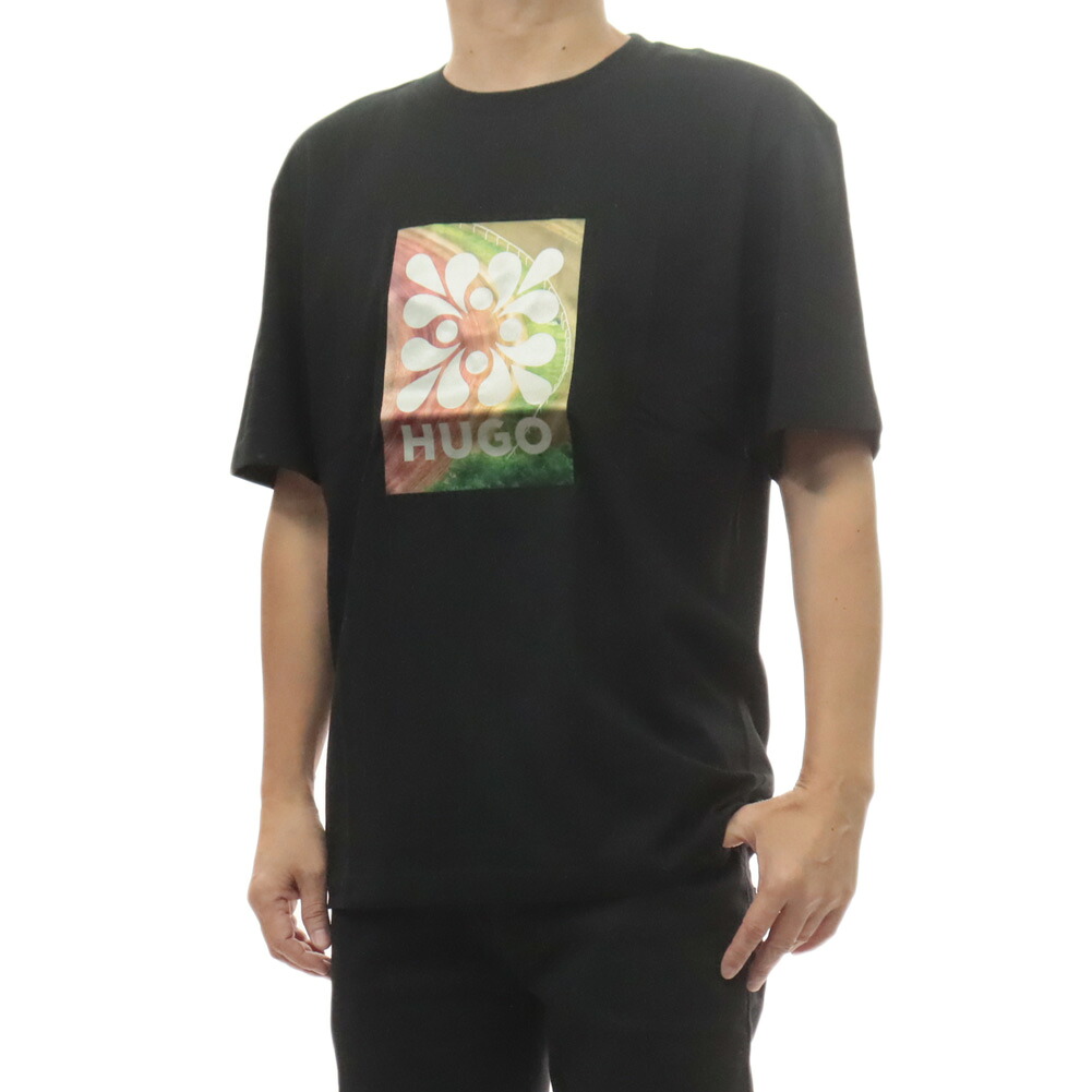 HUGO・HUGO BOSS ヒューゴボス メンズ クルーネックTシャツ 50557679 10261763 / Damoru グラフィック プリント 半袖 カットソー トップス カジュアル ブラック|TRE STYLE