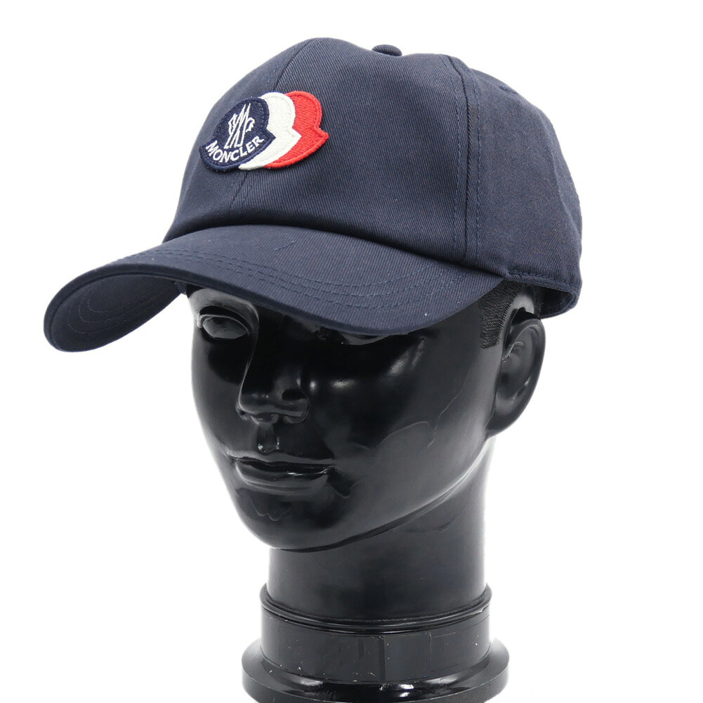 MONCLER モンクレール メンズ キャップ 3B00051 0U618 ロゴ パッチ コットン ツイル ベースボールキャップ 帽子 ネイビー｜TRE STYLE