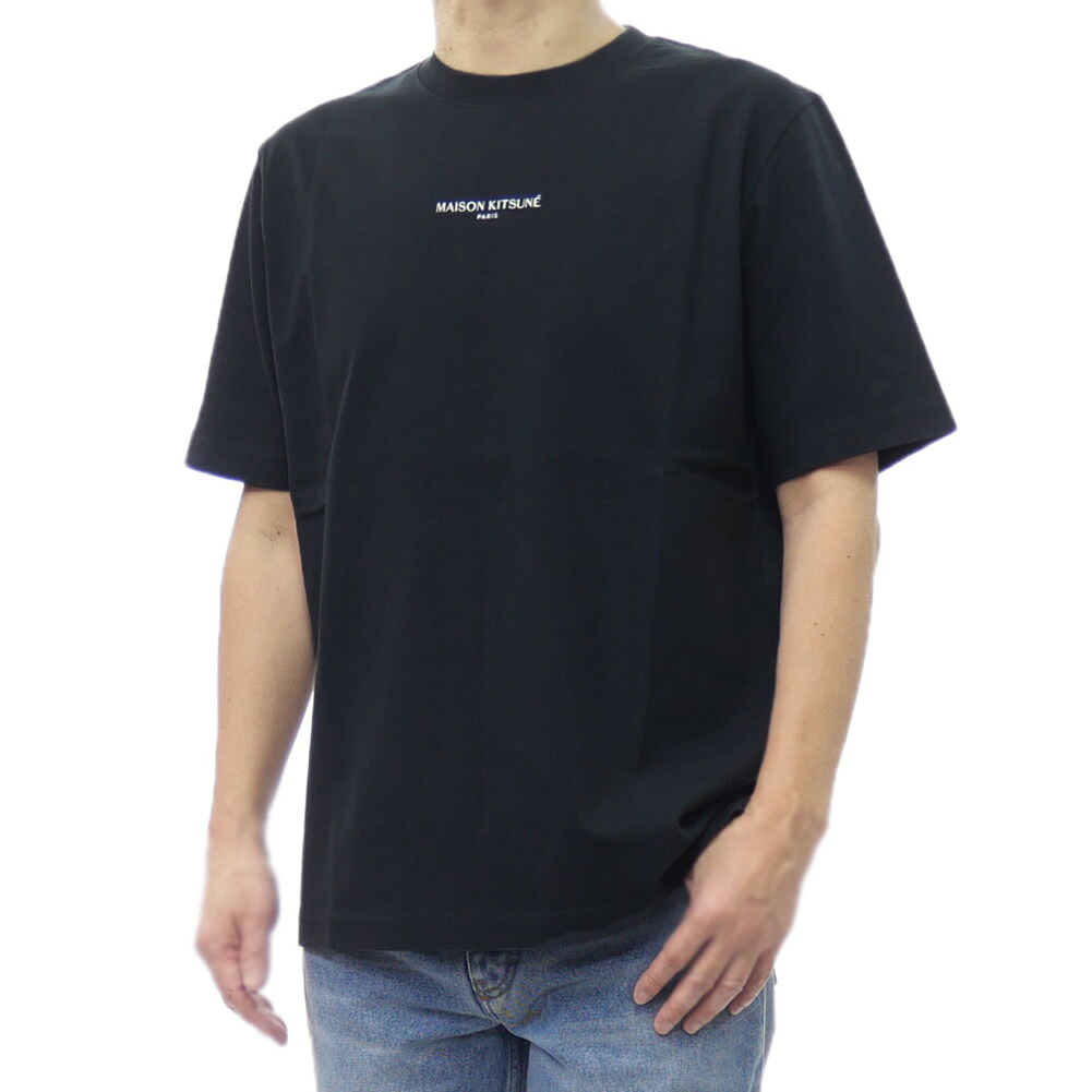 MAISON KITSUNE メゾンキツネ メンズ クルーネックTシャツ QM00100KJ7025 / M.K PARIS COMEFORT TEE-SHIRT 半袖 ブラック|TRE STYLE
