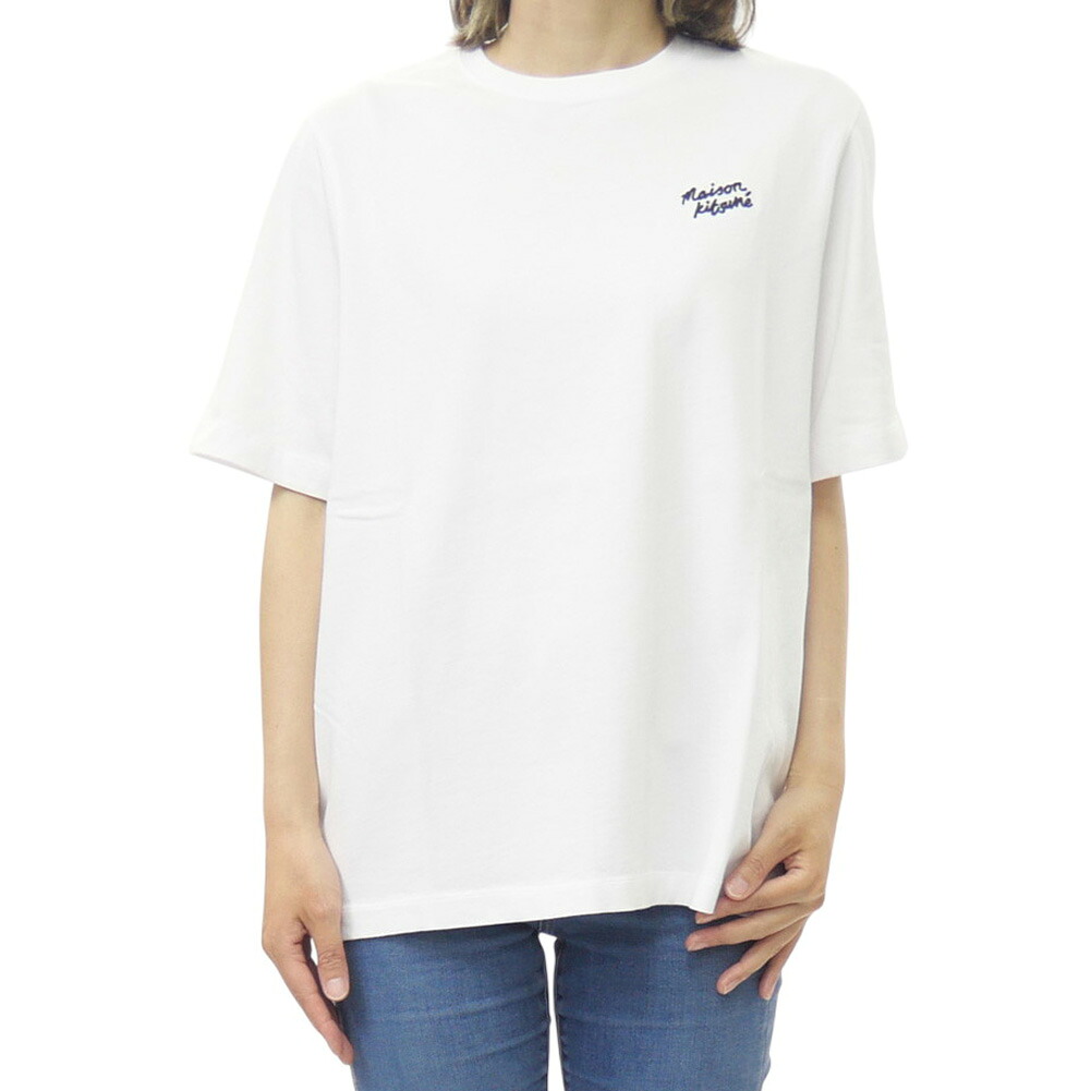 MAISON KITSUNE メゾンキツネ レディース クルーネックTシャツ PW00114 KJ0119 / HAND WRITING COMFORT TEE-SHIRT 半袖 ホワイト｜TRE STYLE 9,029円