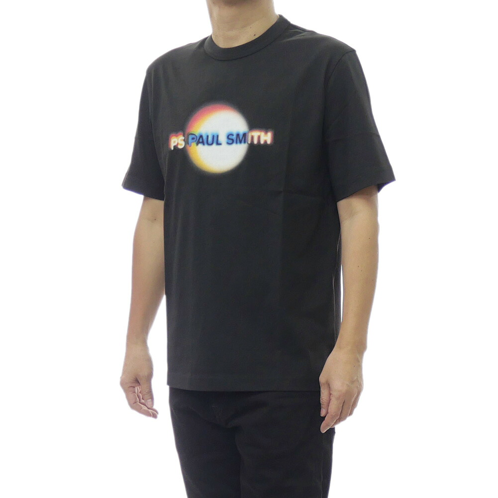 PS PAUL SMITH ポールスミス メンズ クルーネックTシャツ M2R 220X VP5757 エクリプス Eclipse プリント カットソー ブラック|TRE STYLE