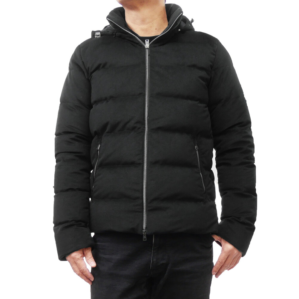 HERNO ヘルノ メンズ ダウンブルゾン PI001199U 12651 ブラック コーデュロイ 無地 ミニマル アウター|TRE STYLE
