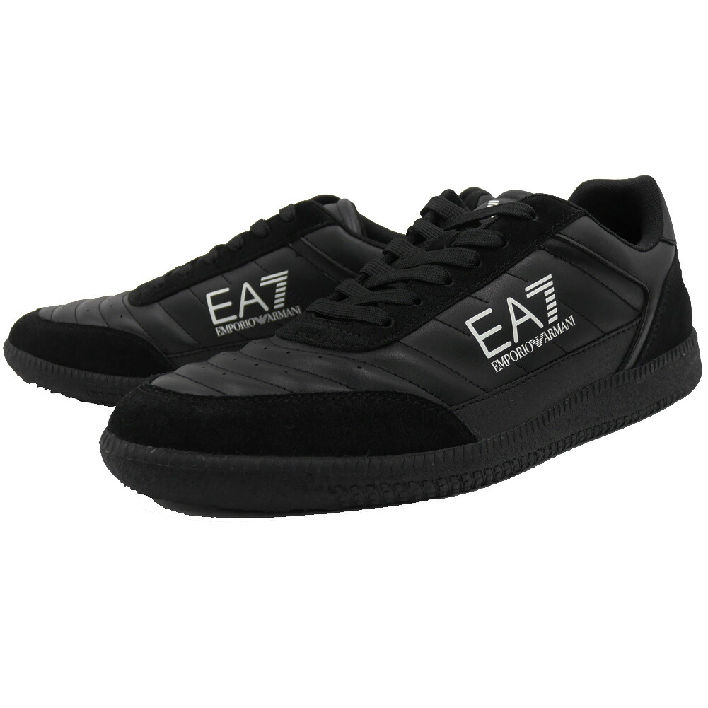 EMPORIO ARMANI エンポリオアルマーニ EA7 メンズ ローカット スニーカー 7X000406 AF19827 ブラック レザー 本革 シューズ 靴｜TRE STYLE
