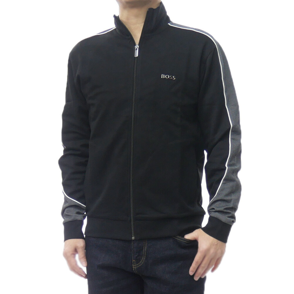 HUGO BOSS ヒューゴボス メンズ ジップアップ スウェット 50554793 10269555 / Tracksuit Jacket トラックジャケット トラックトップ カラーブロック 配色 切替 カジュアル スポーティ ブラック｜TRE STYLE 10,579円
