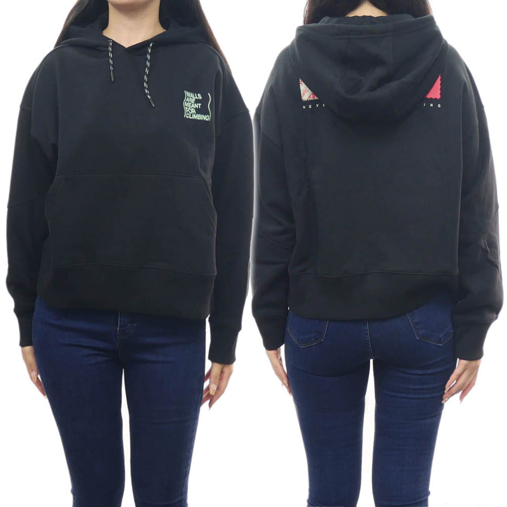 THE NORTH FACE ノースフェイス レディース プルオーバー パーカー NF0A8525 / W OUTODOOR GRAPHIC HOODI アウトドア グラフィック フーディ 裏起毛 スウェット ロゴ ブラック｜TRE STYLE