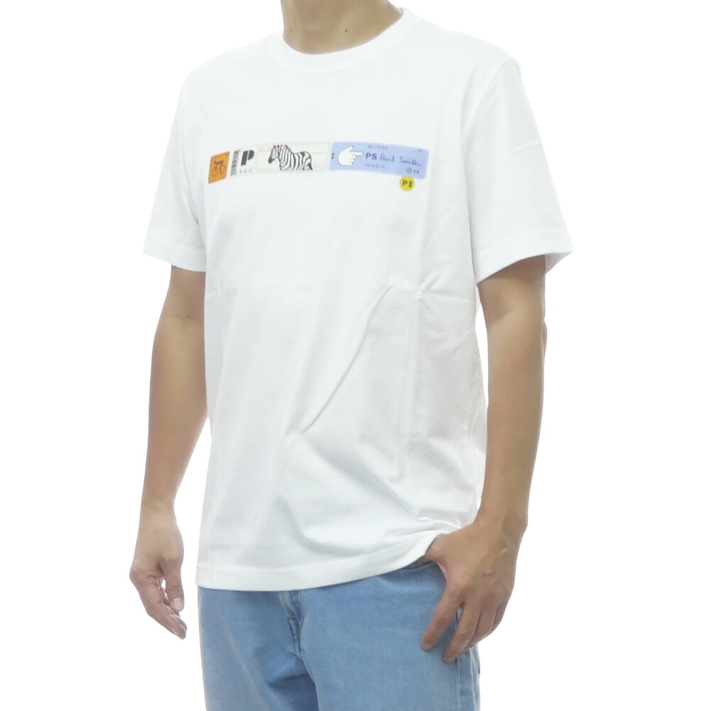 PS PAUL SMITH ポールスミス メンズ クルーネックTシャツ M2R 011R VP5797 半袖 カットソー グラフィック プリント ホワイト｜TRE STYLE