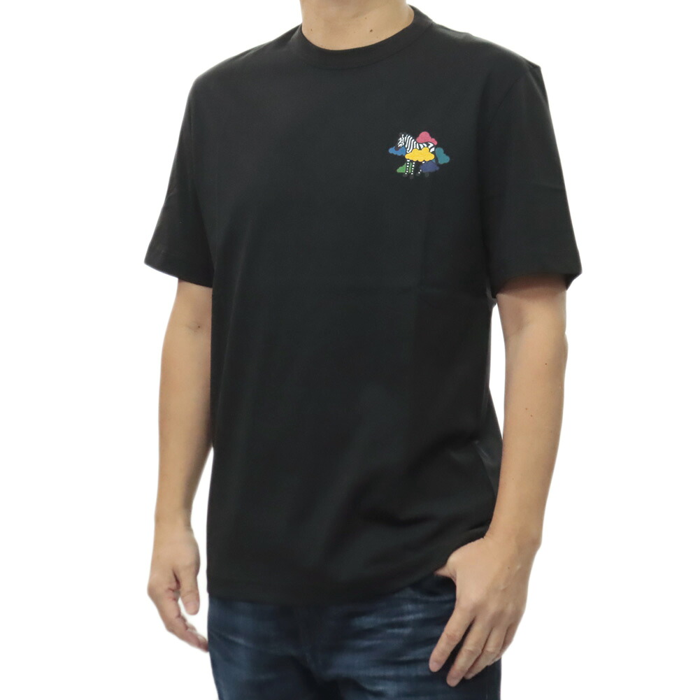 PS PAUL SMITH ポールスミス メンズ クルーネックTシャツ M2R 220X VP5610 ゼブラ ワンポイント プリント 半袖 トップス ブラック|TRE STYLE