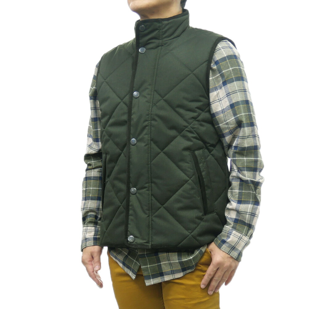 BARBOUR バブアー メンズ キルティングベスト/ライナーベスト MGI0254 / HOLBURNQUILTED / GILET モスグリーン 防寒 ジレ シンプル｜TRE STYLE