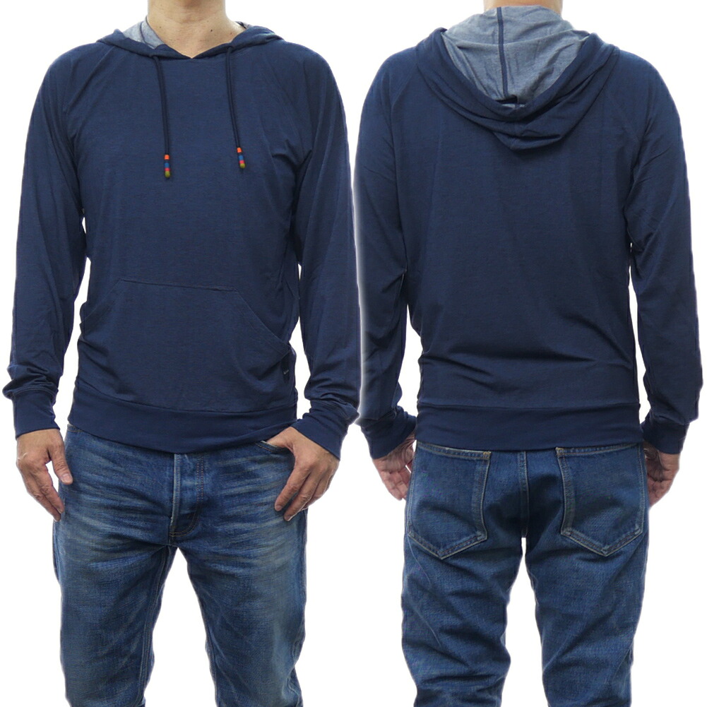 PAUL SMITH ポールスミス メンズ プルオーバー パーカー M1A 750 MU704 ネイビー ジャージー伸縮 ラグラン 無地｜TRE STYLE