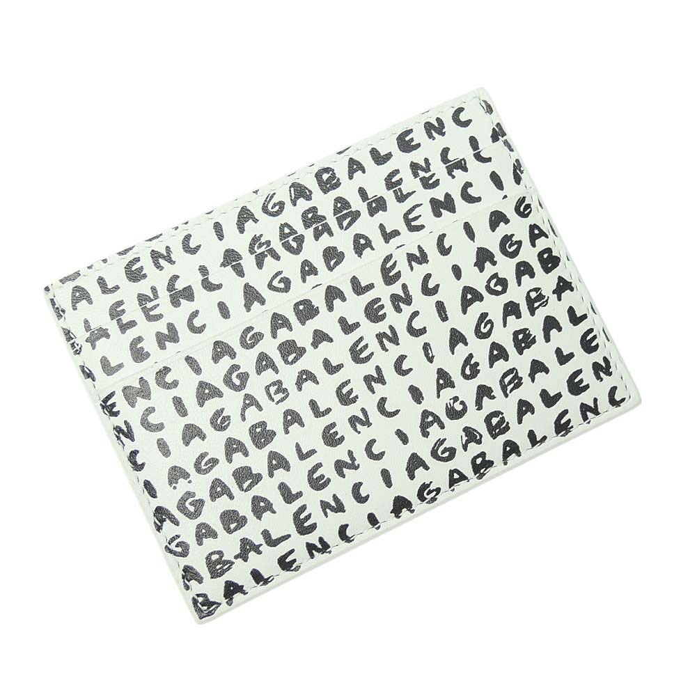BALENCIAGA バレンシアガ メンズ カードケース CASH CARD HOLDER / 594309 IWVG3 ホワイト&times;ブラック カーフ レザー 本革 ロゴ スリム フラット カードホルダー｜TRE STYLE 11,396円