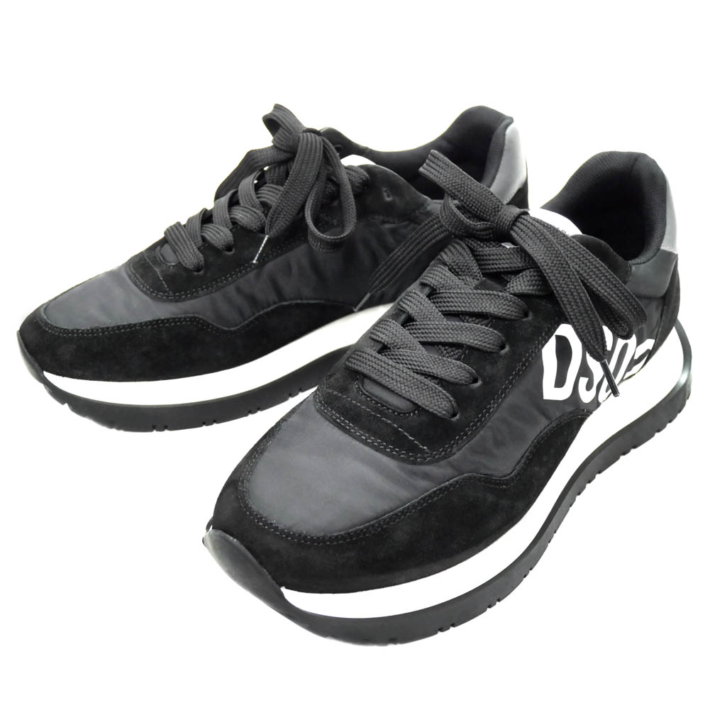 DSQUARED2 ディースクエアード メンズ ローカット スニーカー SNM0270 01601681 / RUNNING ブラック スウェード ナイロン レースアップ シューズ 靴｜TRE STYLE