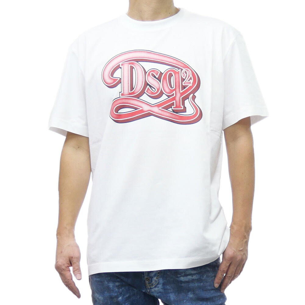 DSQUARED2 ディースクエアード メンズ ラウンドネックTシャツ S71GD1387 D20020 / Rerular Fit Tee ホワイト 半袖 ロゴ｜TRE STYLE