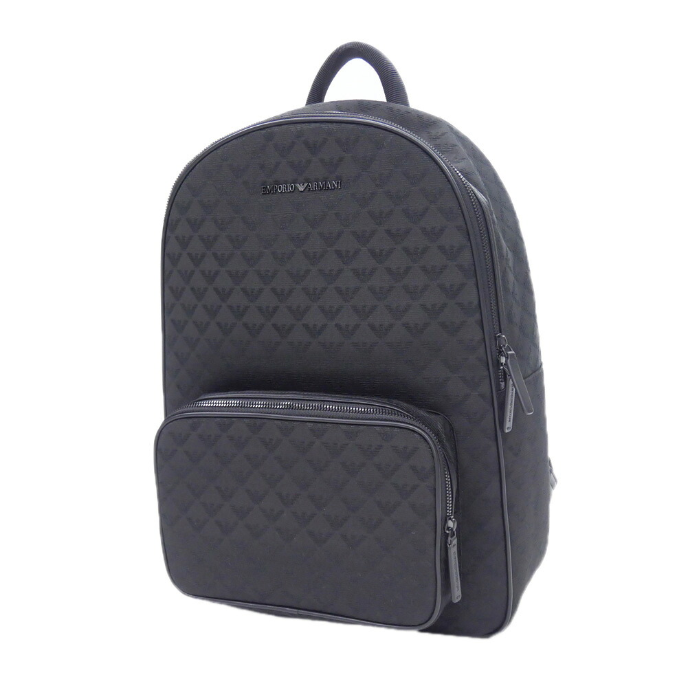 EMPORIO ARMANI エンポリオアルマーニ メンズ バックパック Y40315 Y022V ブラック リュックサック デイパック イーグル ロゴ 総柄|TRE STYLE