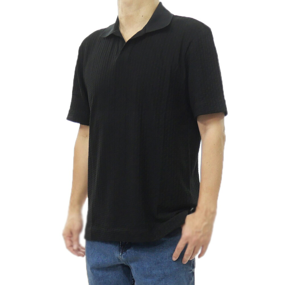 HUGO BOSS ヒューゴボス メンズ ポロシャツ 50561203 10279620 / H-Pye 251 ジョニーカラー 半袖 コットン ジャカード ニット レギュラーフィット ブラック|TRE STYLE