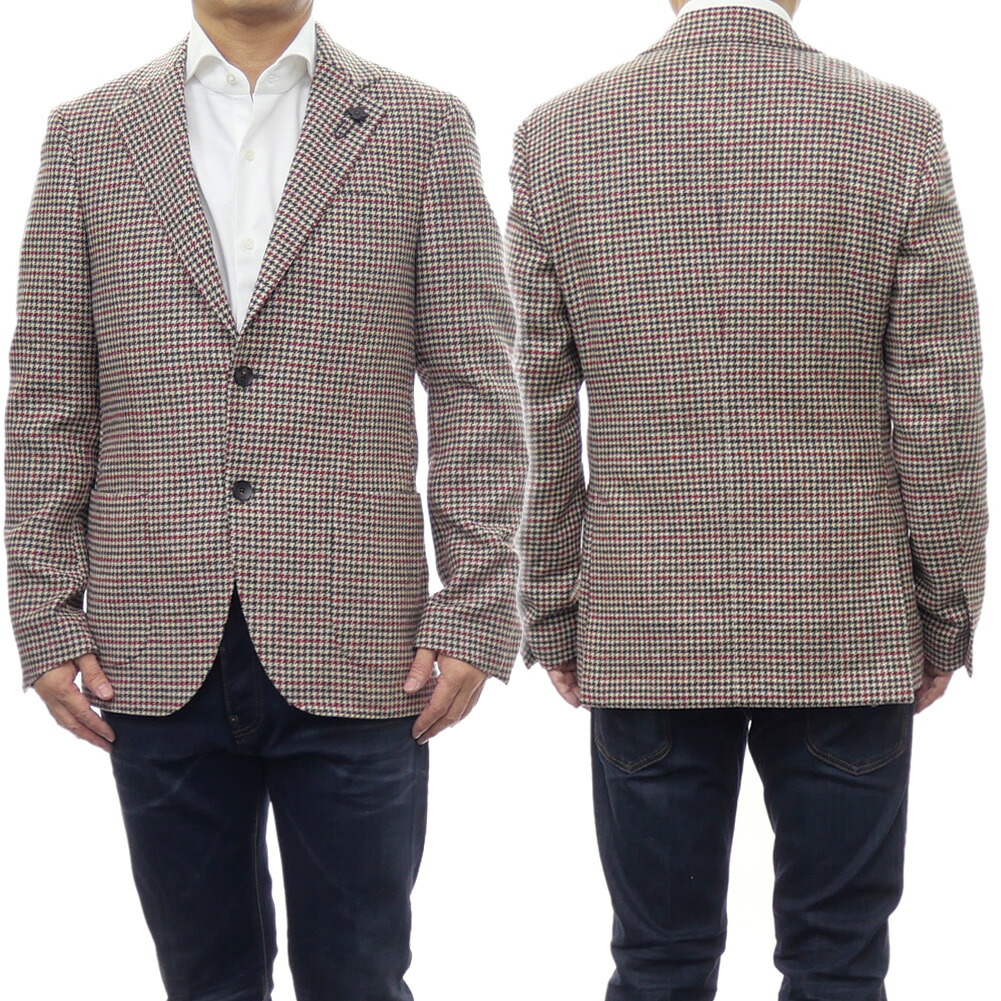 LARDINI ラルディーニ メンズ シングル2Bジャケット IV528AQ IVSF63514 ブラウン系マルチカラー レトロ クラシック 上品｜TRE STYLE