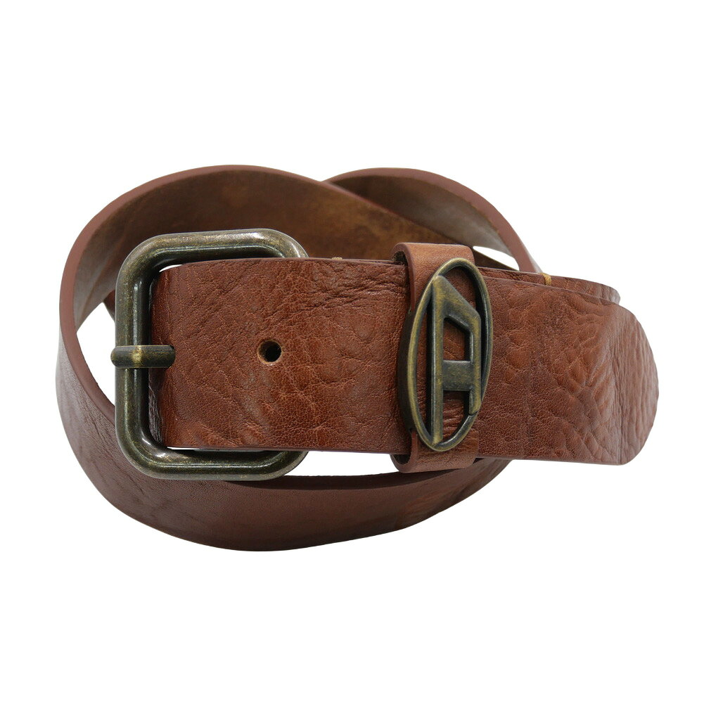 DIESEL ディーゼル メンズ レザーベルト X10314 PS681 / B-1DR OVAL D LOOP ブラウン ヴィンテージ アメカジ|TRE STYLE