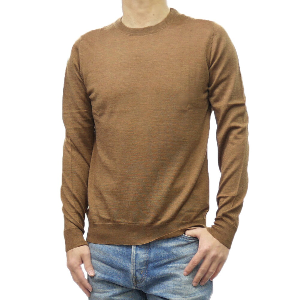 SCAGLIONE スカリオーネ メンズ クルーネック ニット セーター ULB018 ブラウン 美艶 上質 サマーニット|TRE STYLE