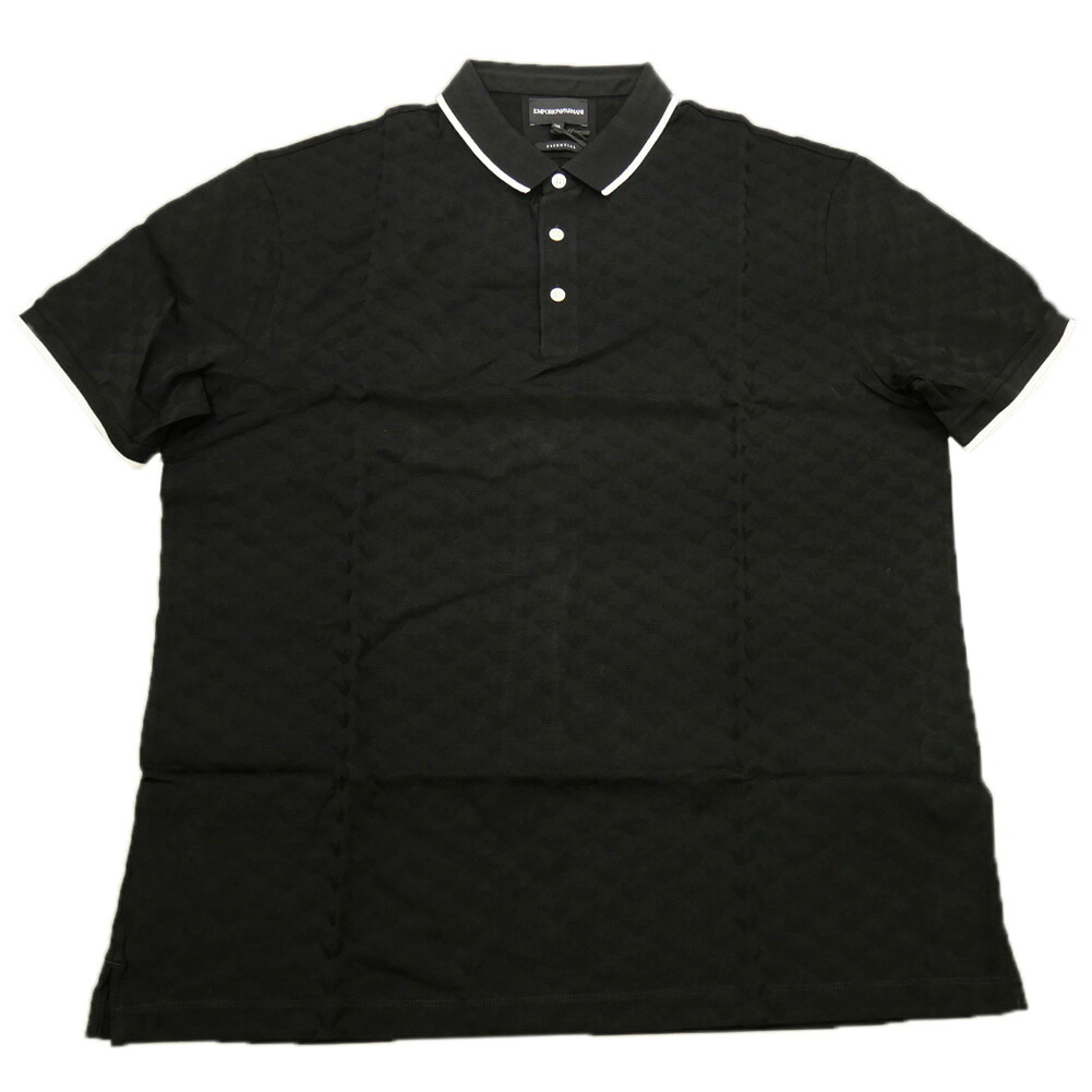 EMPORIO ARMANI エンポリオアルマーニ メンズ ポロシャツ 8N1FP0 1JHWZ ブラック ロゴ ジャガード リンガーポロ｜TRE STYLE