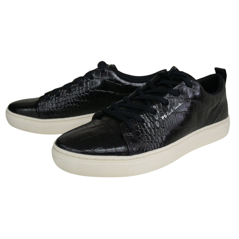 PS PAUL SMITH ポールスミス メンズ ローカット スニーカー M2S LEE61 ULEA / LEE レザー 本革 クロコ型押し ブラック｜TRE STYLE