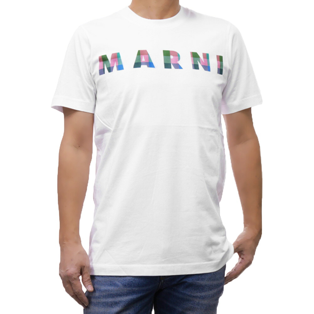 MARNI マルニ メンズ クルーネック Tシャツ HUMU0198PT USCW61 ホワイト 半袖 レタード｜TRE STYLE