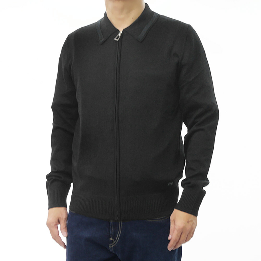 PS PAUL SMITH ポールスミス メンズ ジップアップ カーディガン M2R 502Z T21861 ブラック 上質 メリノウール｜TRE STYLE